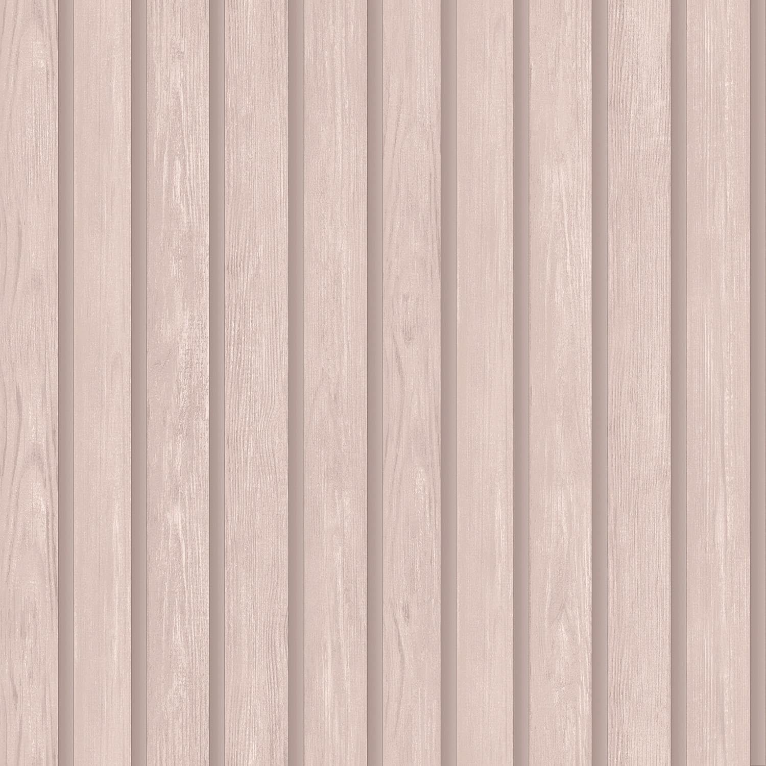 Yöl Soft Pink Wooden Slat Panel Wallpaper - Modern Contemporary Realistic Trendy - Stylish Feature Wall
