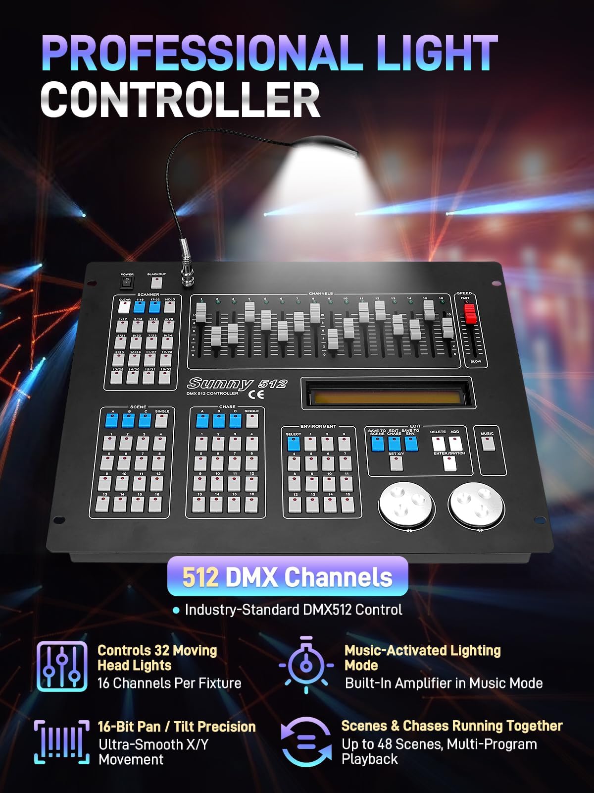 Amazon.com: DMX512 Controller, 512 Channel DMX DJ Light Controller