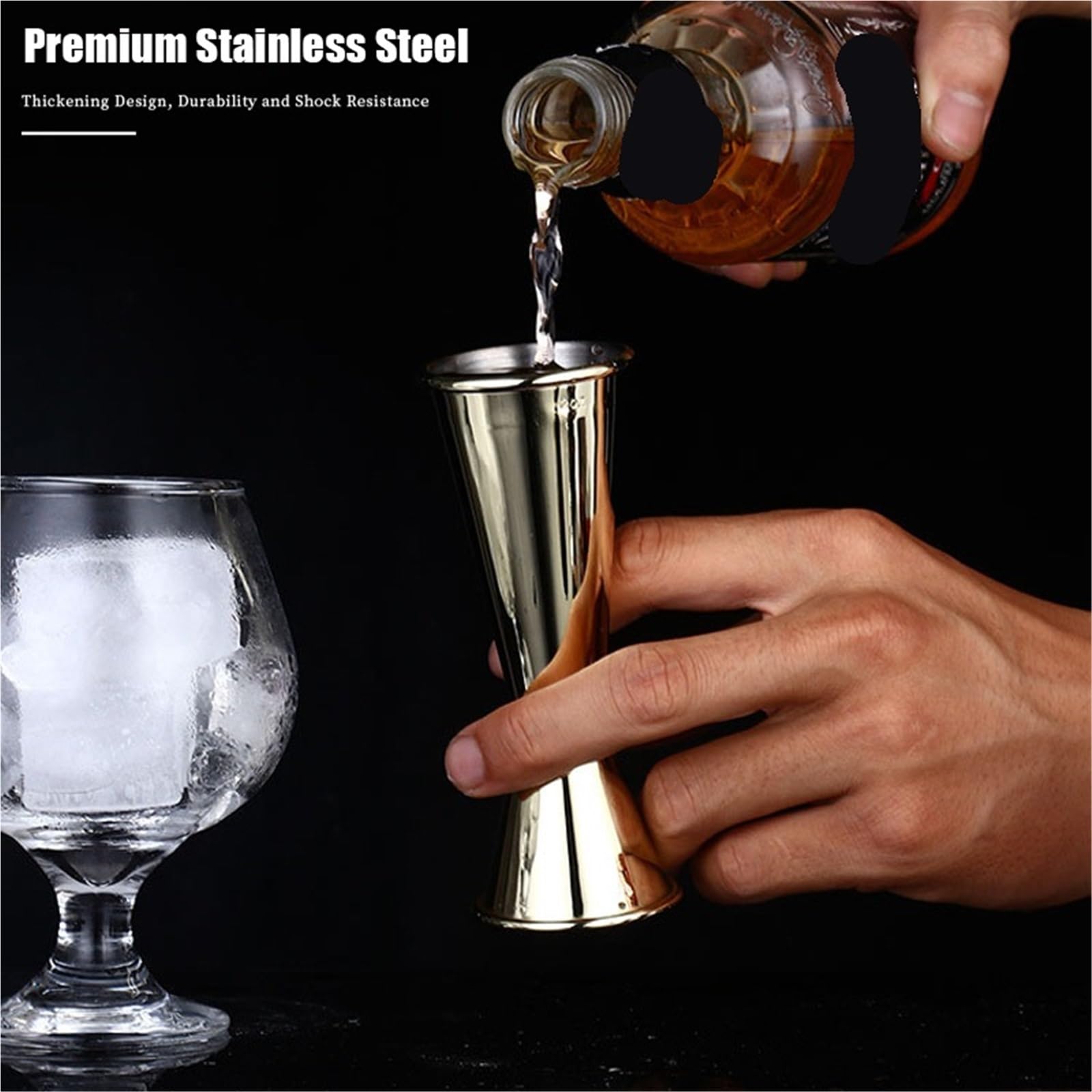 Medidor de cócteles Cone Tazas medidoras de acero inoxidable 304, 30/40/50/60ml, bebida cóctel, Jigger, vaso mezclado, taza medidora líquidos(Silver 2pcs 30ml 60ml)