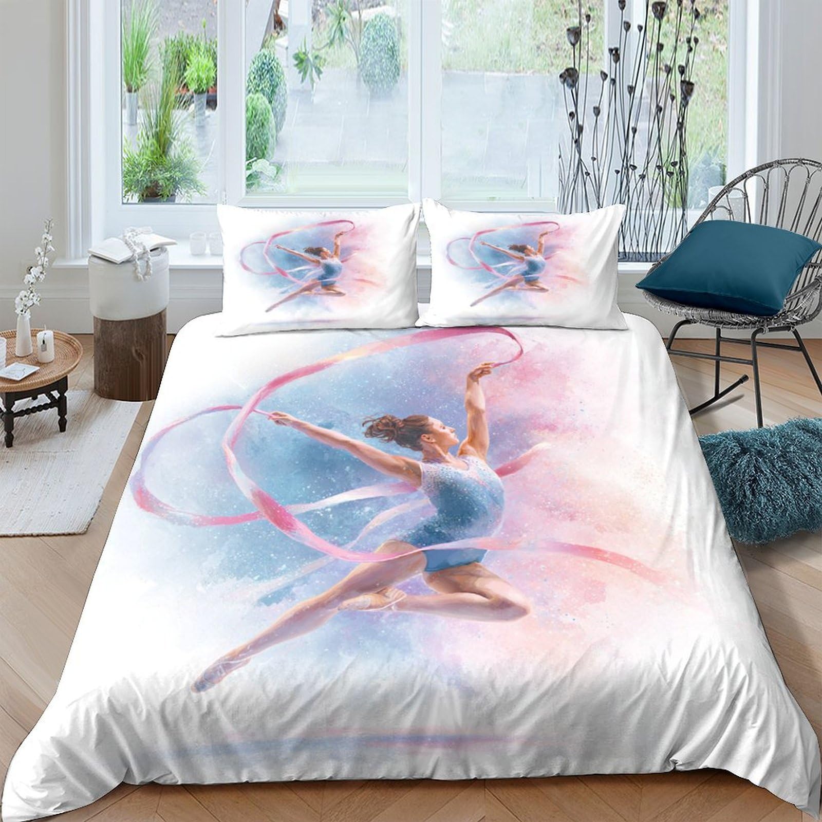 Ctjqhvkz Style-7 3D Printed Ballet Ribbon Fitted Sheet Microfiber Soft Anti-Slip Mattress Cover For Bedroom Dorm Decorative Washable Single（135X200cm）