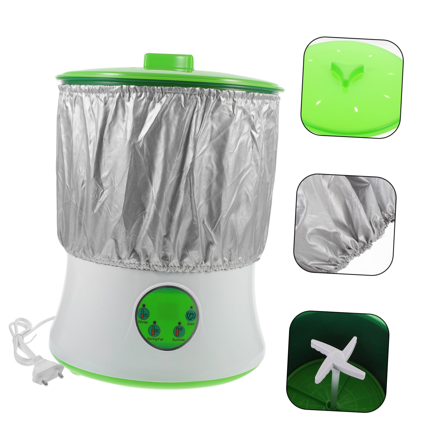 iplusmile Máquina Inteligente para Brotes de Soja Doméstica 220v Doble Capa Gran Capacidad Control Microordenador Riego Automático y Sistema de Drenaje para Germinación en Interior