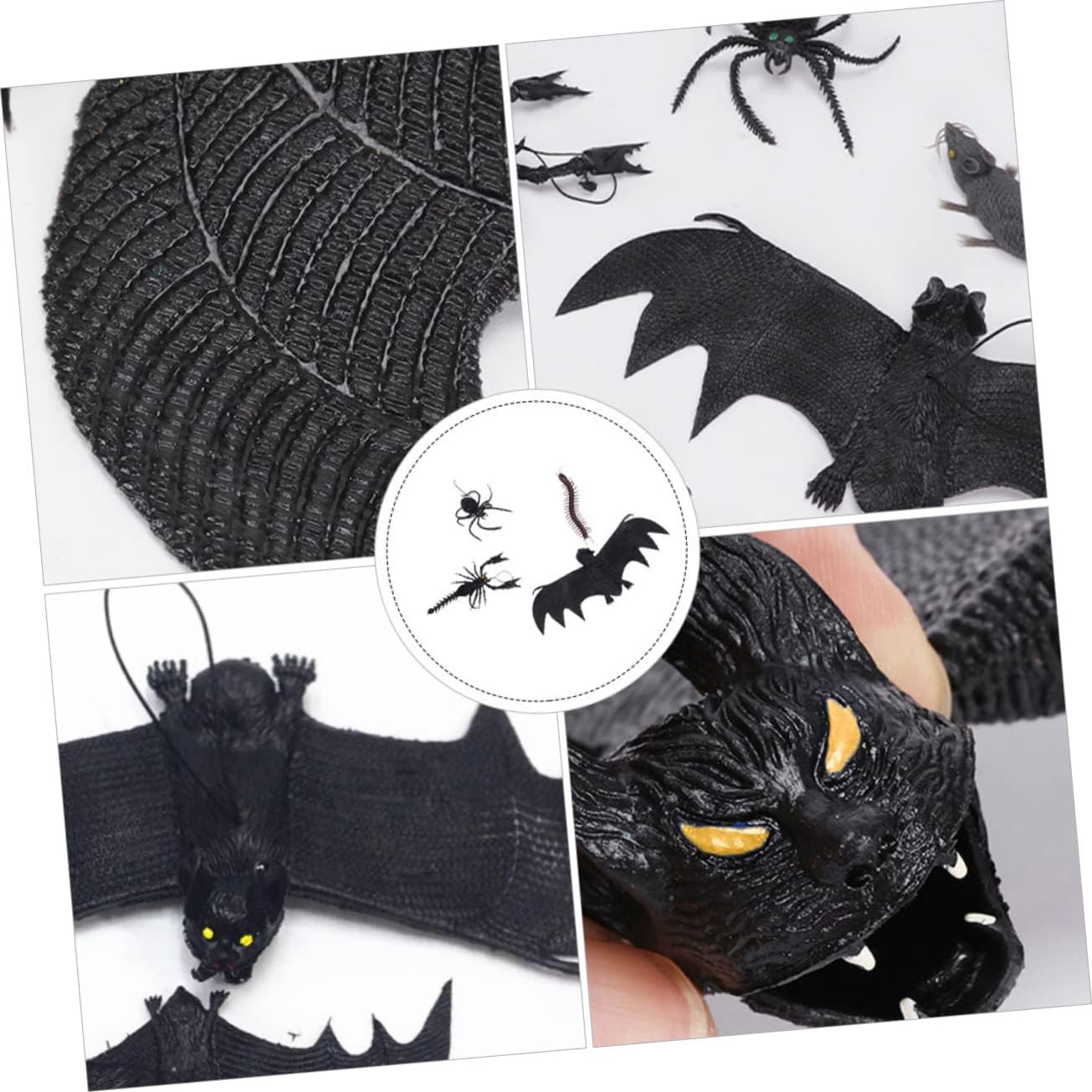 KOMBIUDA 3pcs Halloween Hanging Bat Decorative Pendants Realistic Faux Bats for Party and Haunted House Decor Scary Adornments for Halloween Celebrations
