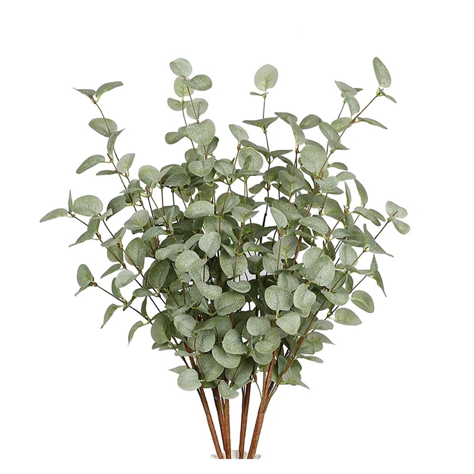 Mazzi di Fiori Artificiali di Eucalipto 3/5/10 pezzi altezza piante artificiali steli di eucalipto verde plastica seta floreale for vaso casa festa nozze dicembre(3PCS)