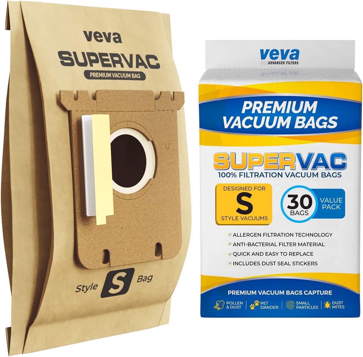 VEVA 30 Pack Premium Vacuum Filter Bags Type EL200F EL200CQ