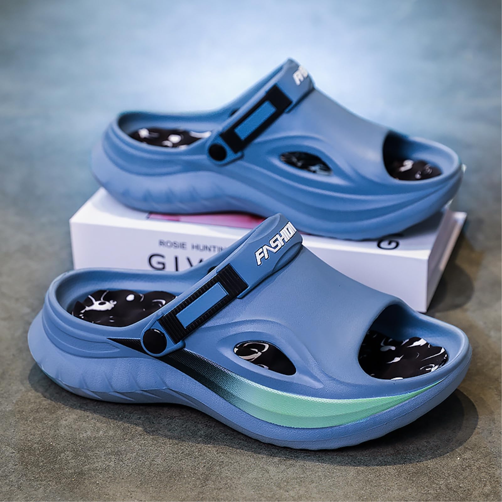 Infradito Pantofole da Massaggio degli Uomini Estivi Sandali All'aperto al Coperto Spiaggia Comodi Scivoli Morbidi Clogs Scarpe Casual Home All'aperto-Black Purple-42-43