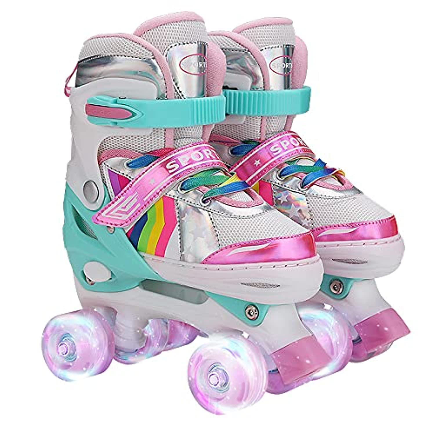 LIMOS Roller Skates for Girls and Kids, Adjustable Roller Skates, with All Wheels Light up, Fun Illuminating for Girls and Kids, Rollerskates for Kids Beginners