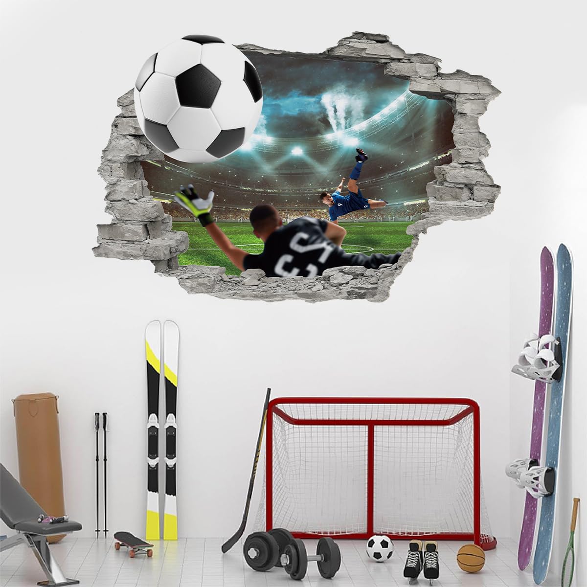 Ieron 3D Football Wall Sticker,Football Wall Sticker for Bedroom for boys,Sport Soccer Wall Art for Teens Room Playroom Decor Teenagers Bedroom Accessories - Image 2