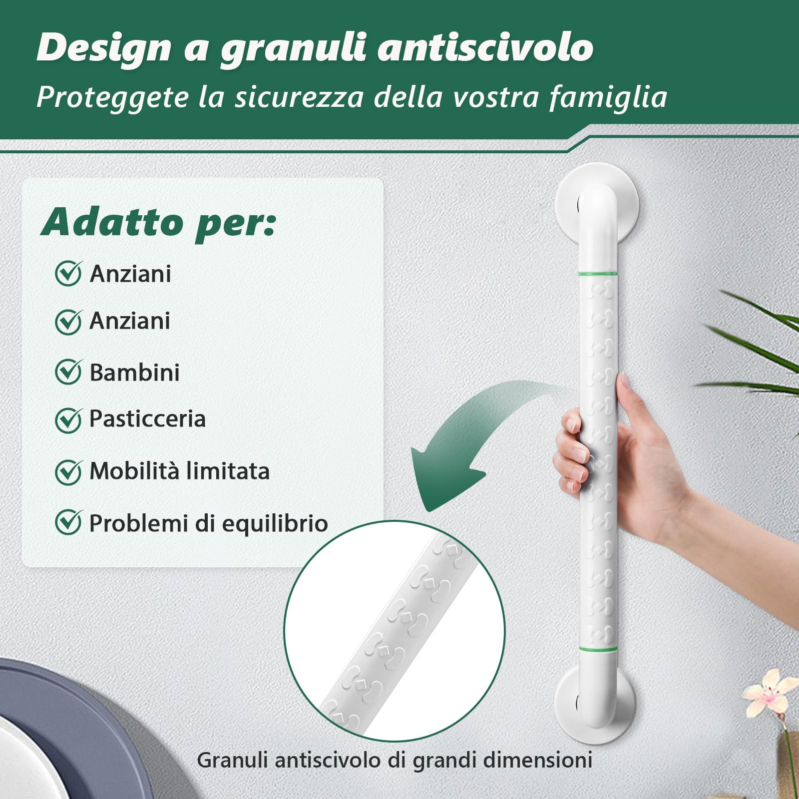 2 x 50 cm Maniglia per doccia – Maniglia in acciaio inox