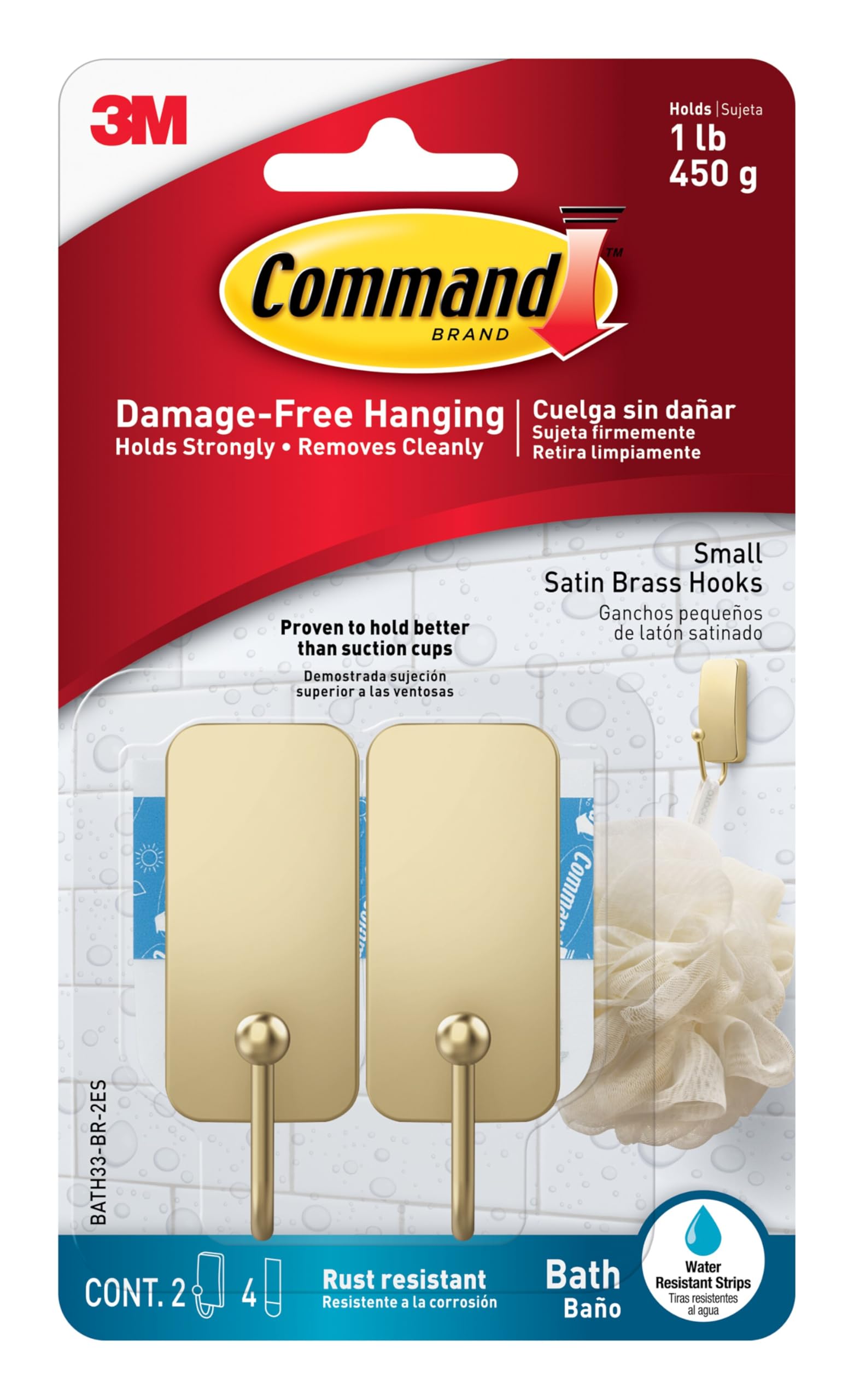 Command Bath Hooks - Satin Nickel -15 Command Bath Hooks - Satin Nickel -15