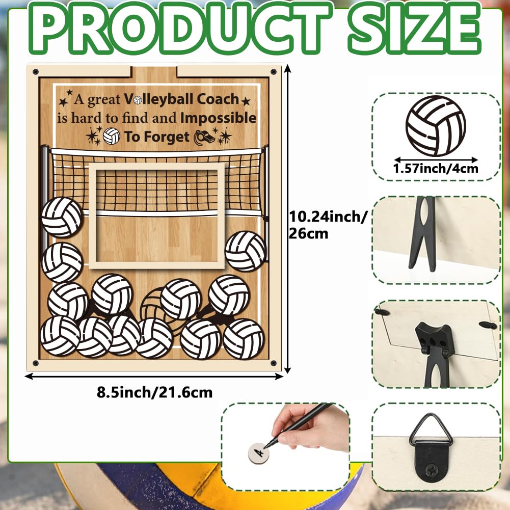 Cornice Regalo per Allenatori di Pallavolo Da 10.2 x 8.5 pollicePlacca Sportiva con Schegge di LegnoTarga con Firma AllenatorePiastra Pne di RingraziamentoPresente per CompleannoIdea Regalo
