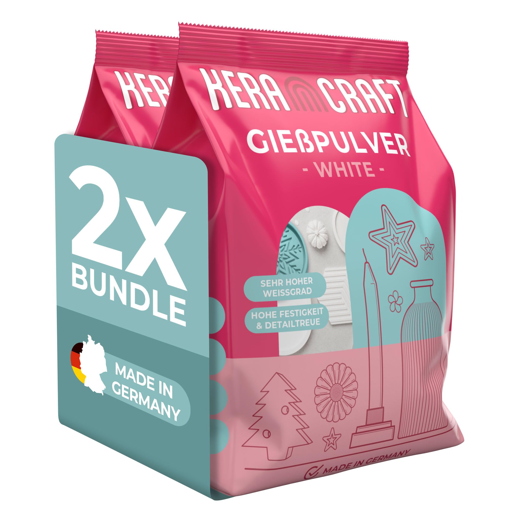 Keracraft Gießpulver weiß 2x4,5kg - Reliefgießpulver weiß für kreative Projekte