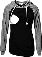 Vista 1 de Bhome Camisa de lactancia de manga larga con capucha para lactancia materna Negro/Gris