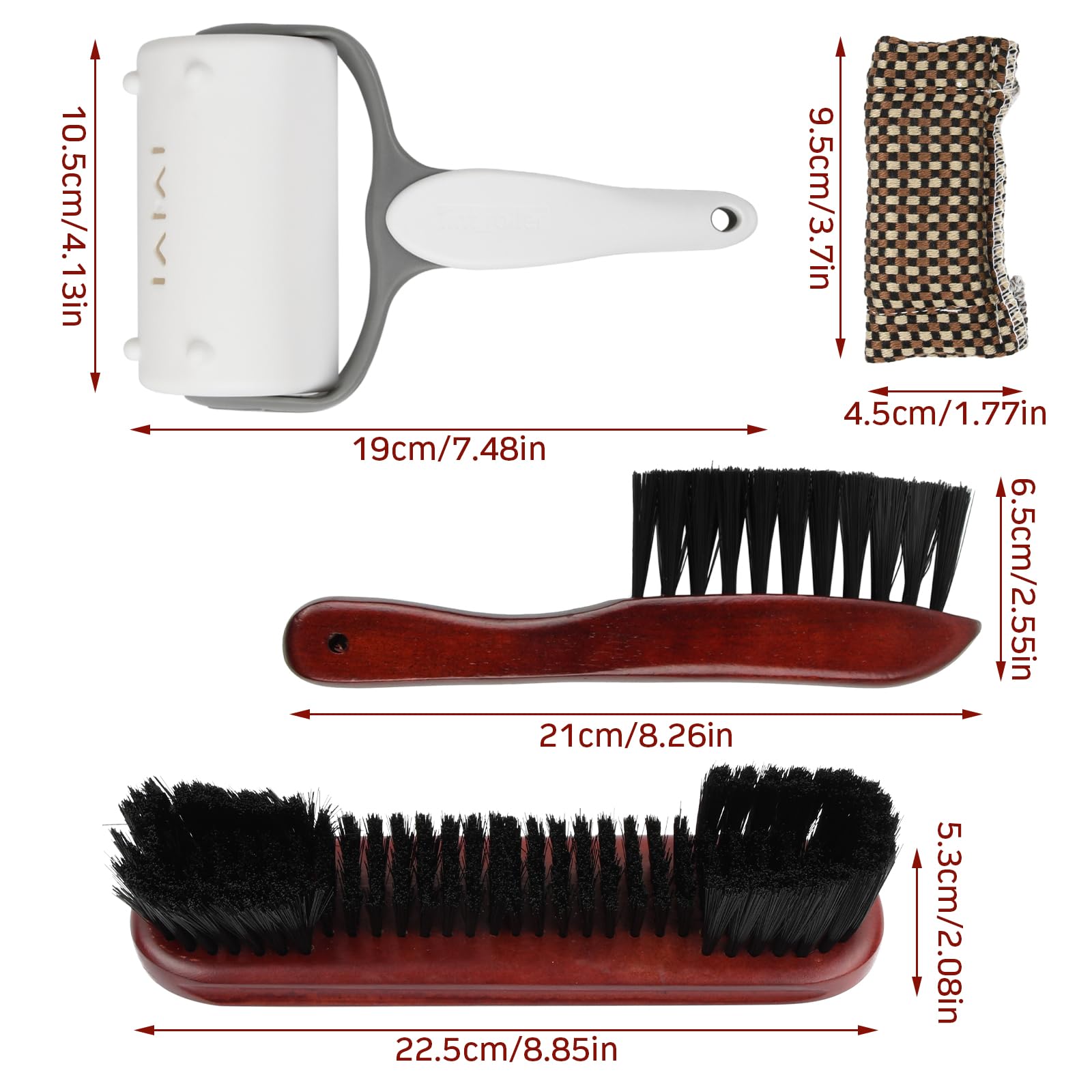 4pcs Kit di Pulizia per Tavolo da Biliardo, Spazzola e Rail Spazzola in Legno Massiccio e Setole in Nylon, Panno e Rullo