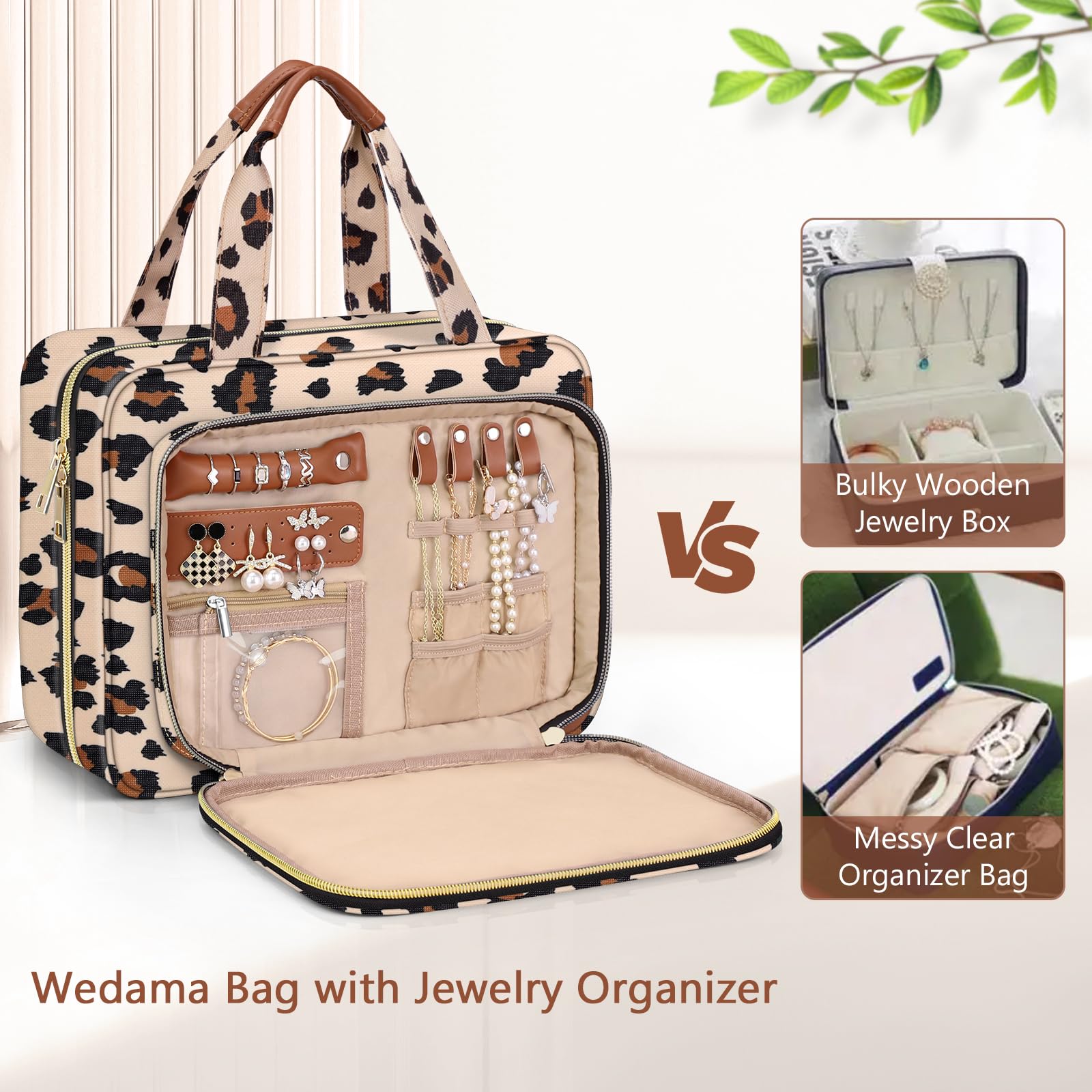 Wedama Neceser para mujer, bolsa de aseo colgante de viaje con compartimento organizador de joyas, bolsa de maquillaje, bolsa de maquillaje impermeable, bolsa de viaje para cosméticos, viajes, camping