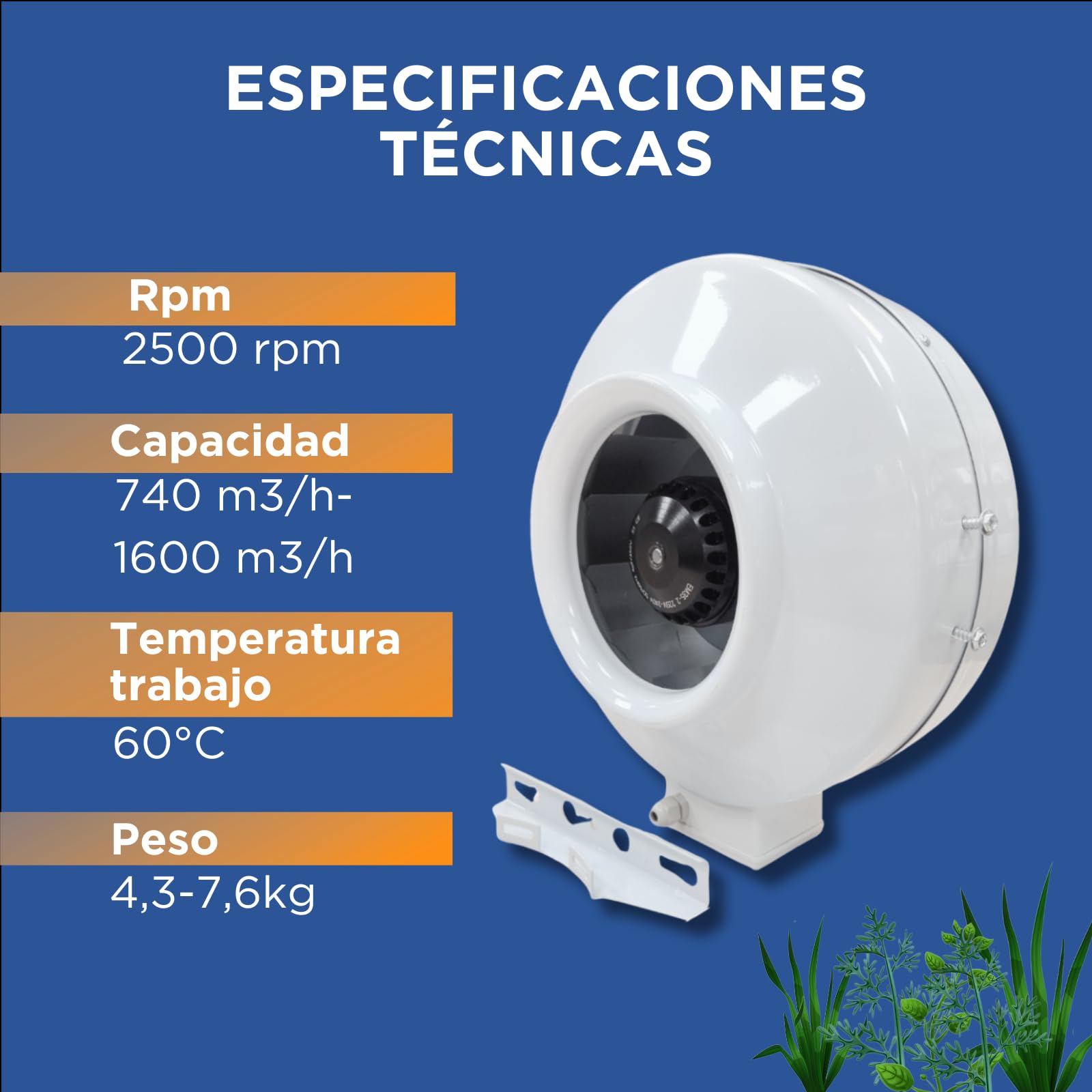 Extractor de aire Inline Clivex AC Centrífugo 1600m³/h (Boca 315mm)