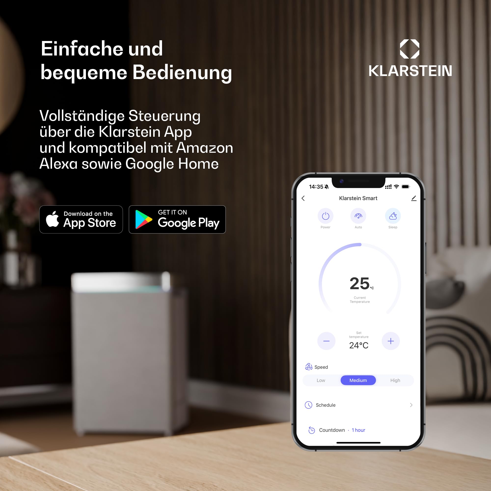 Klarstein SkyBreeze Deckenventilator mit Beleuchtung – LED, Fernbedienung & App, 6 Stufen, 3 Flügel, leise, Innen & Außen, 132cm, dimmbar, Smart-Home-fähig, Schwarz