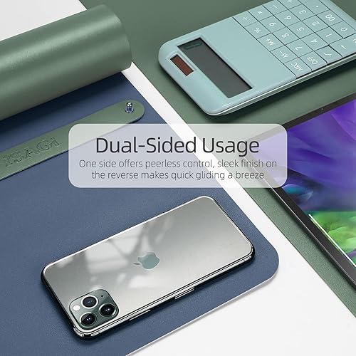 Miniatura 3 de YSAGi Tapete de escritorio de oficina, 23.6 x 13.7 pulgadas, ultra fino, impermeable, de piel sintética, protector de escritorio para teclado,