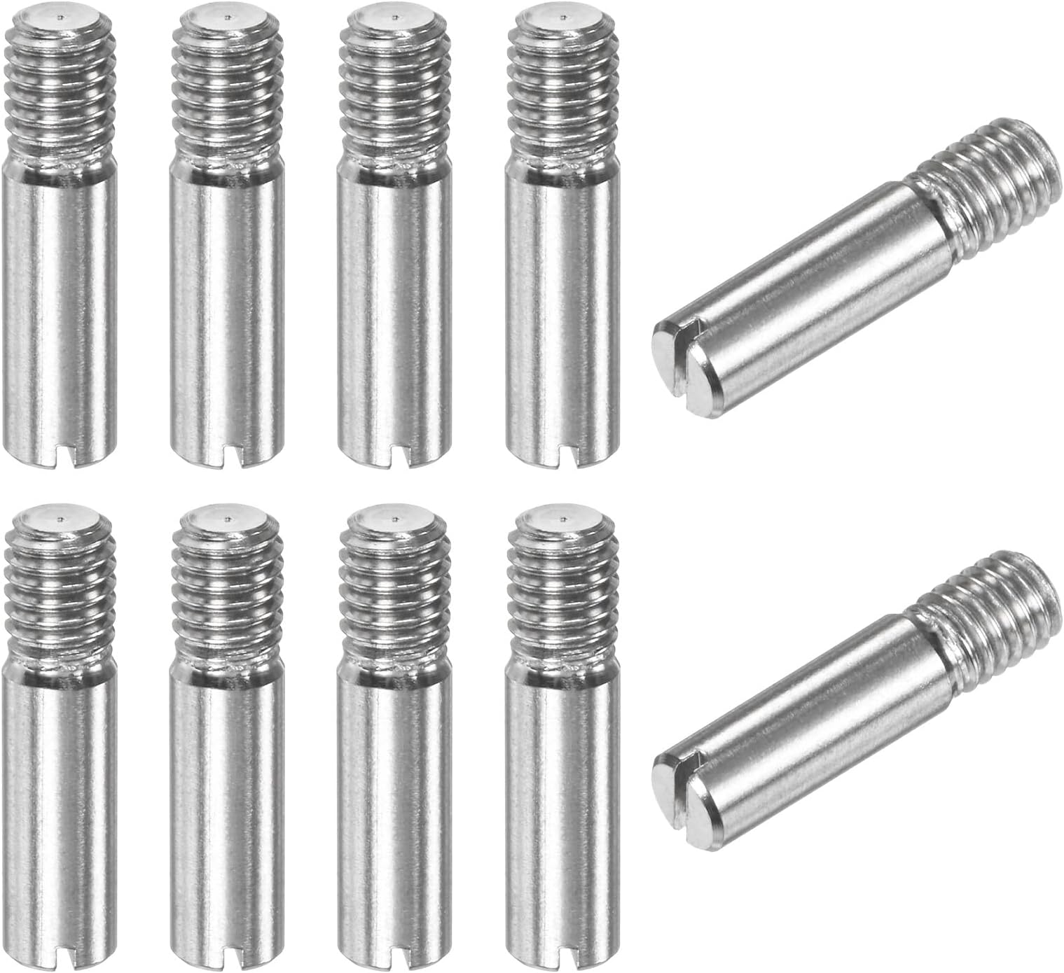 M METERXITY 10-Pack M5 x 20mm Slotted Cylindrical Pin Dowel, 304 Stainless Steel External Thread Locating Dowel Parallel Pins for Metal Devices/Wooden Projects [Silver Tone]