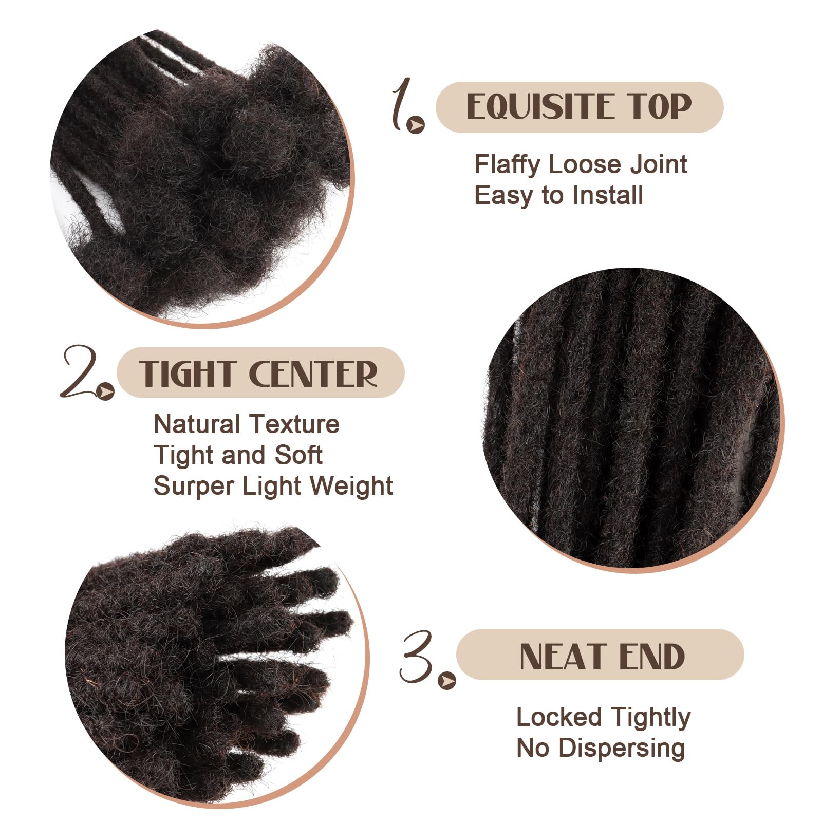 Dreadlock-Extensions aus Echthaar, 0,4 cm dick, für Herren/Damen, 30,5 cm, 100 Strähnen, handgefertigt, permanente Locs-Extensions, Echthaar, kann gefärbt und gebleicht werden