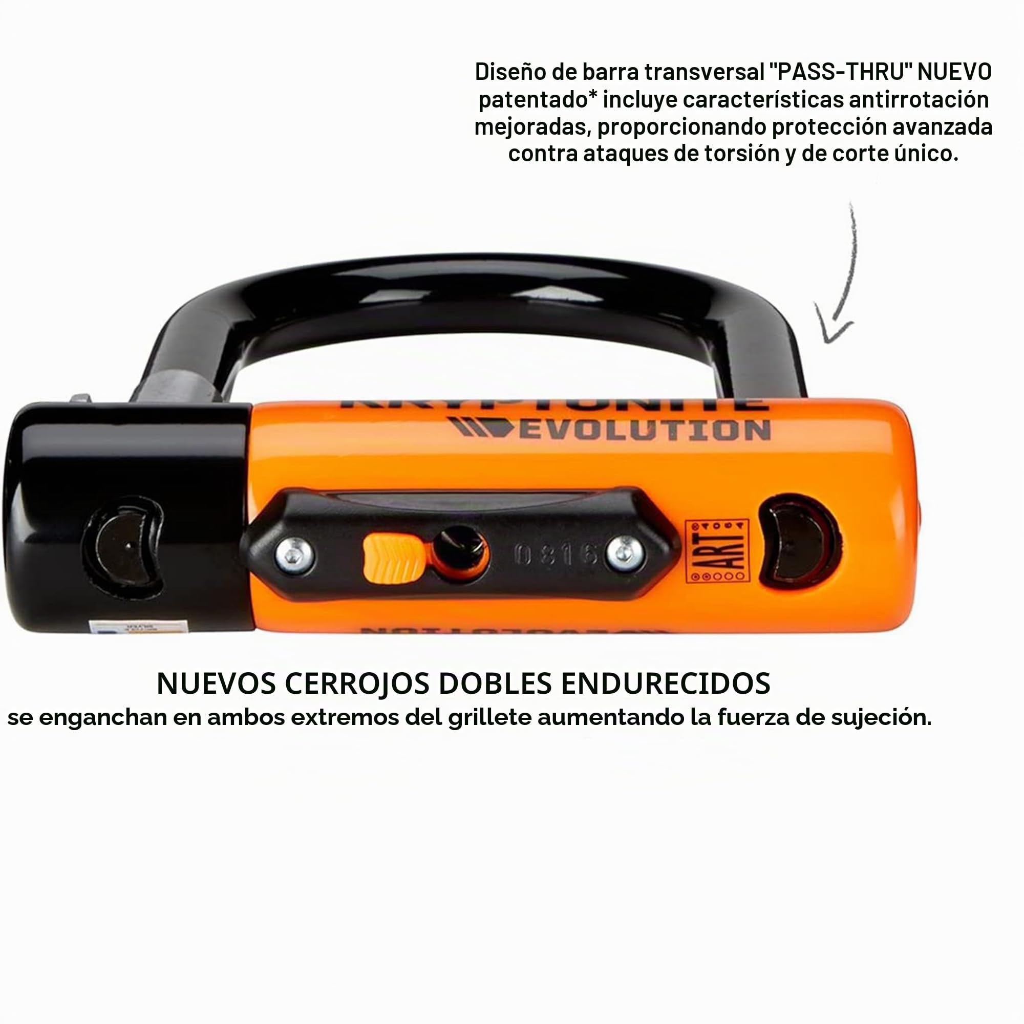 Kryptonite Evolution Mini 7 con 4' cable de lazo U-Lock Kripto Flex doble para bicicleta - Naranja y Negro