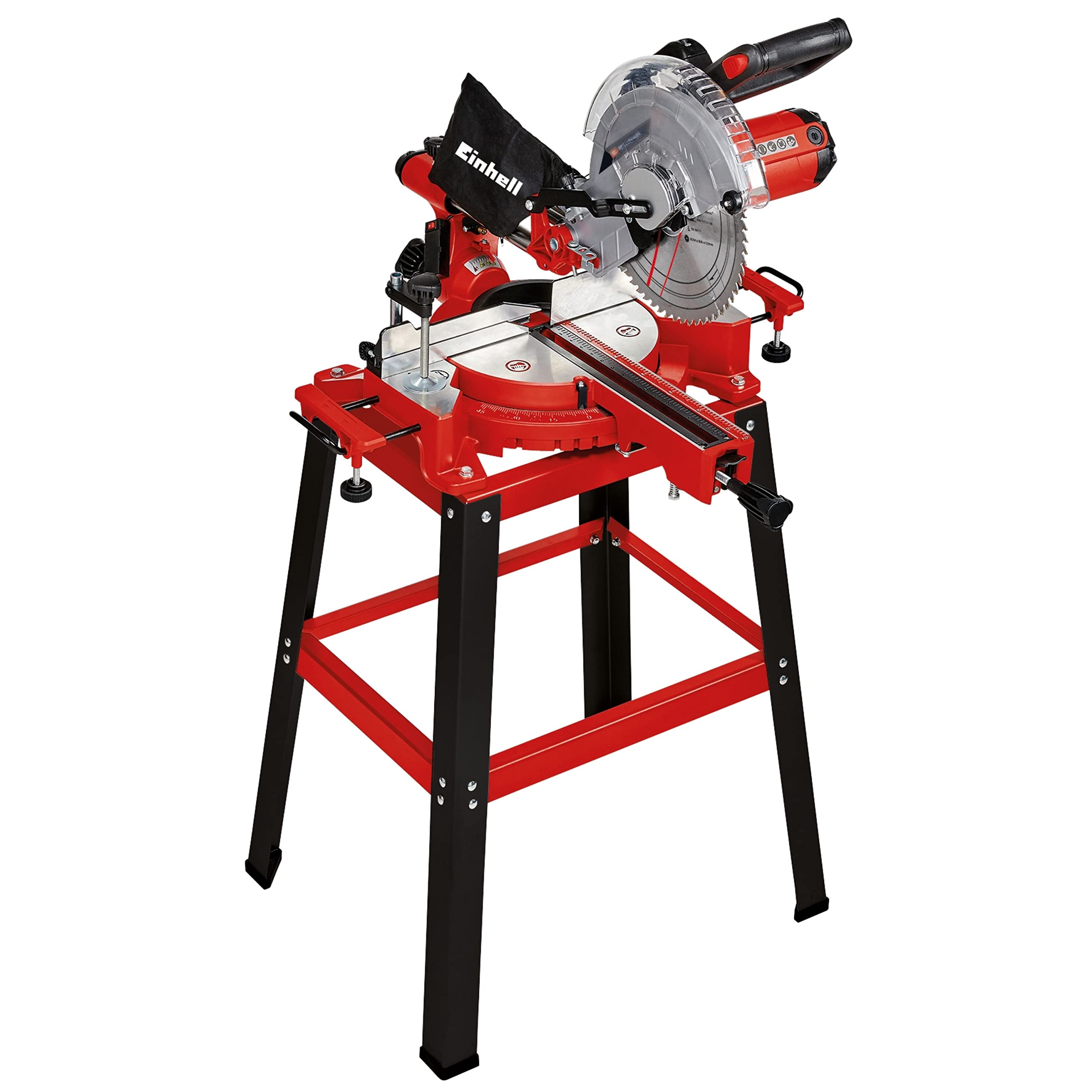 Einhell Ingletadora, 1900 W, 4.800 rpm, cabezal de sierra basculante, incluida la hoja de sierra HM, Color Rojo