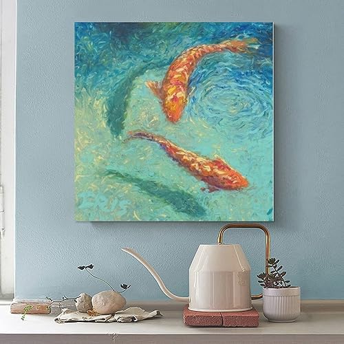 Miniatura 5 de Pósters de lienzo de peces koi chinos, impresiones de pintura al óleo sobre lienzo, póster de lienzo de carpa, decoración de dormitorio, paisaje