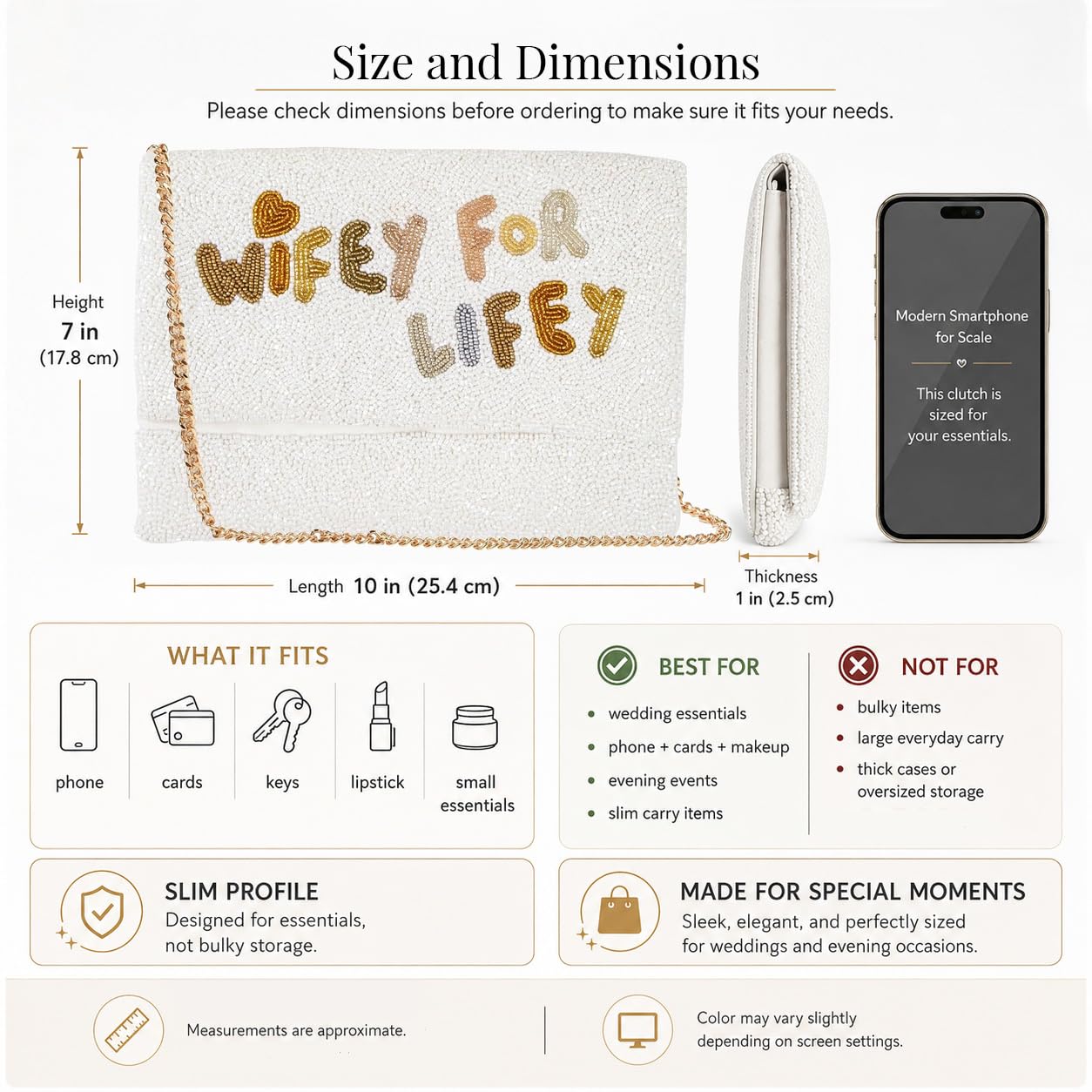 Wifey for Life, pochette per moglie, pochette da sposa, borsetta con perline a mano, regali per fidanzamento, addio al nubilato, addio al nubilato, feste di matrimonio