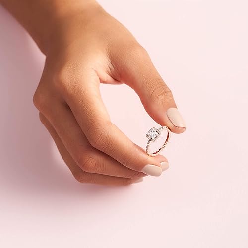 Miniatura 5 de Pandora Anillo cuadrado de la joyería de la chispa del halo cúbico de la circona