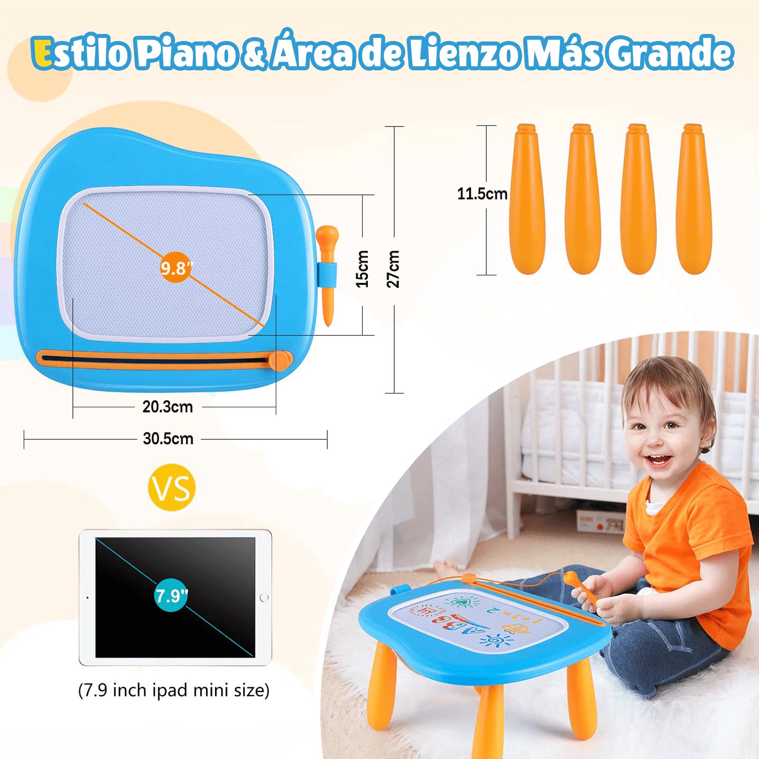 Smasiagon Juguetes Niños 1 2 3 Años, Pizarra Magnetica Infantil, Colorido Tableta Dibujo Magnético con Patas, Juguetes Educativos y Regalo Cumpleaños para Niñas Niños de 1-3 Años (Azul)
