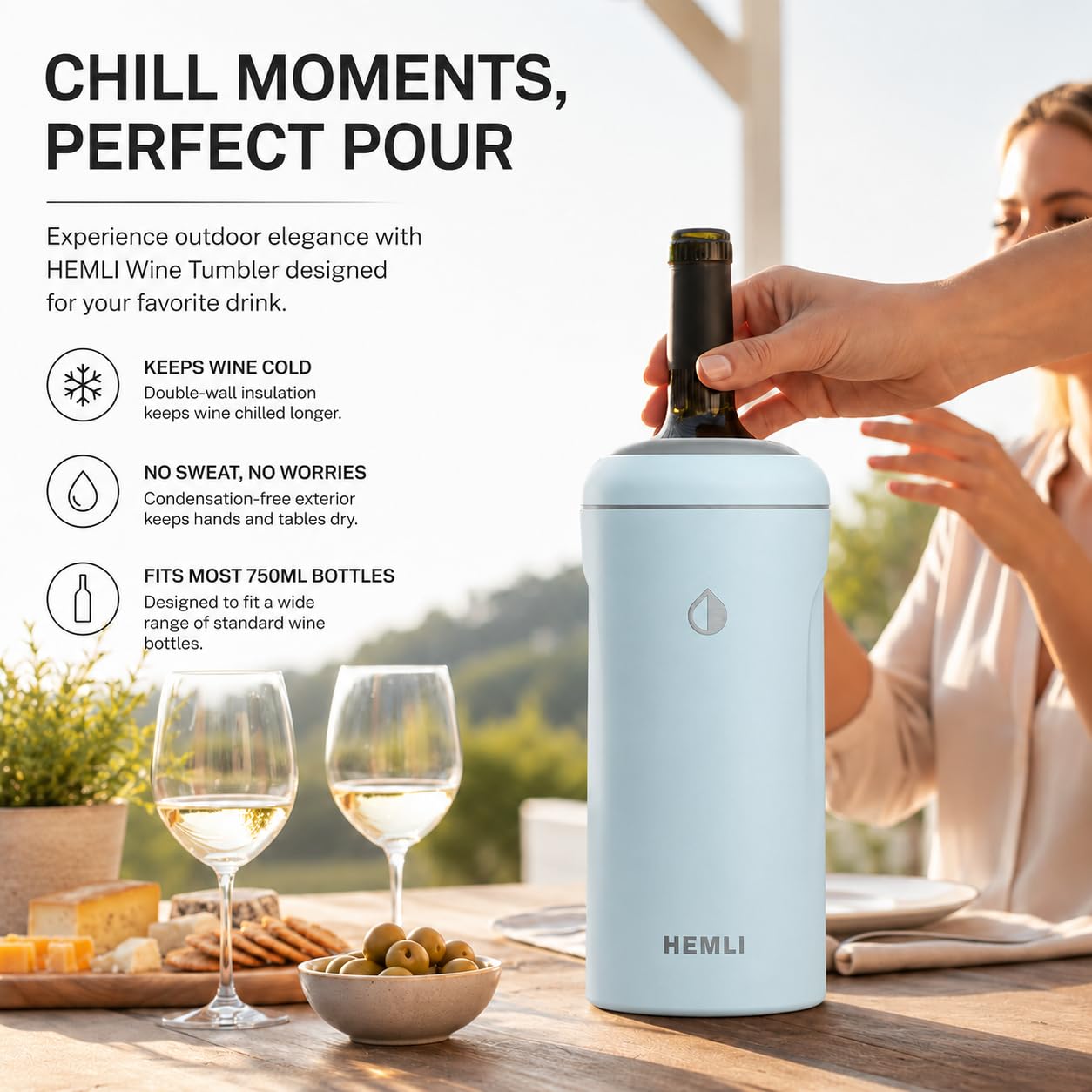 Wine Bottle Chiller Insulator Sleeve, Keeps Wine and Champagne Cold for 12 Hours, Vacuum Insulated Wine Bottle Cooler — Amazon image 6