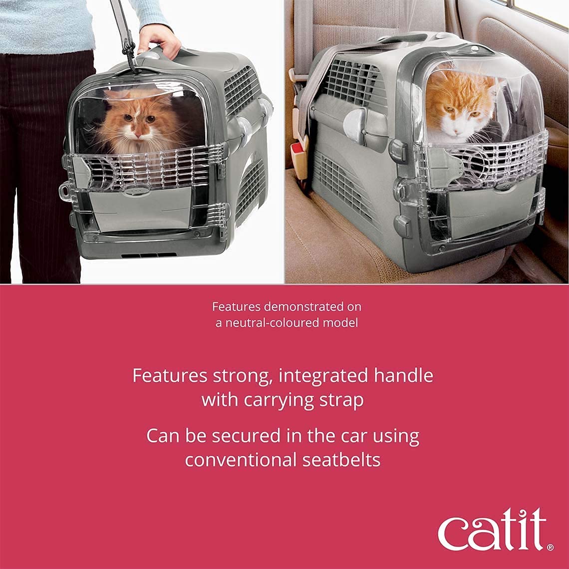 Catit Pet Cabrio Transportín para Gato, Cherry