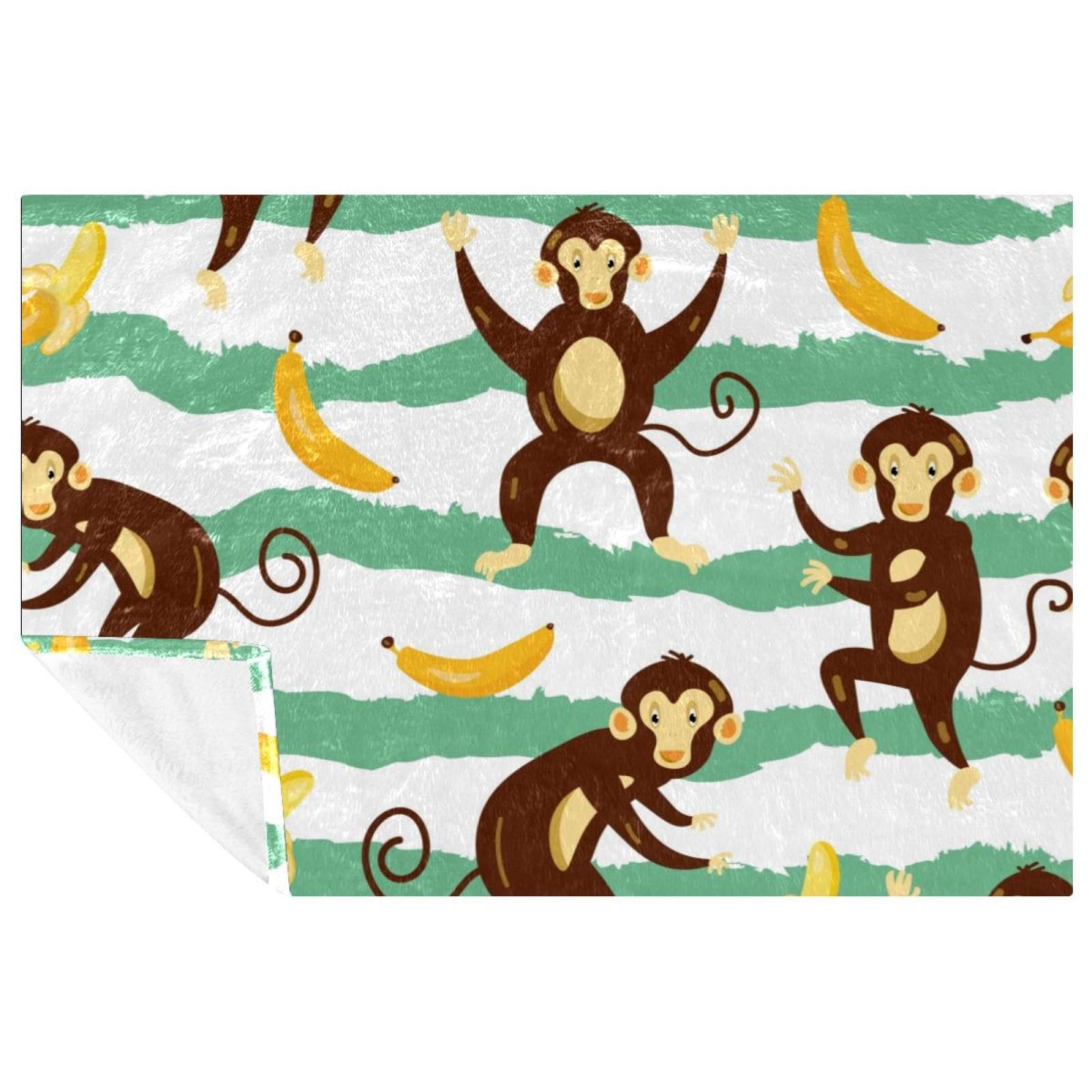 Couverture singe et banane versez de la joie et du réconfort dans la chambre de vos enfants