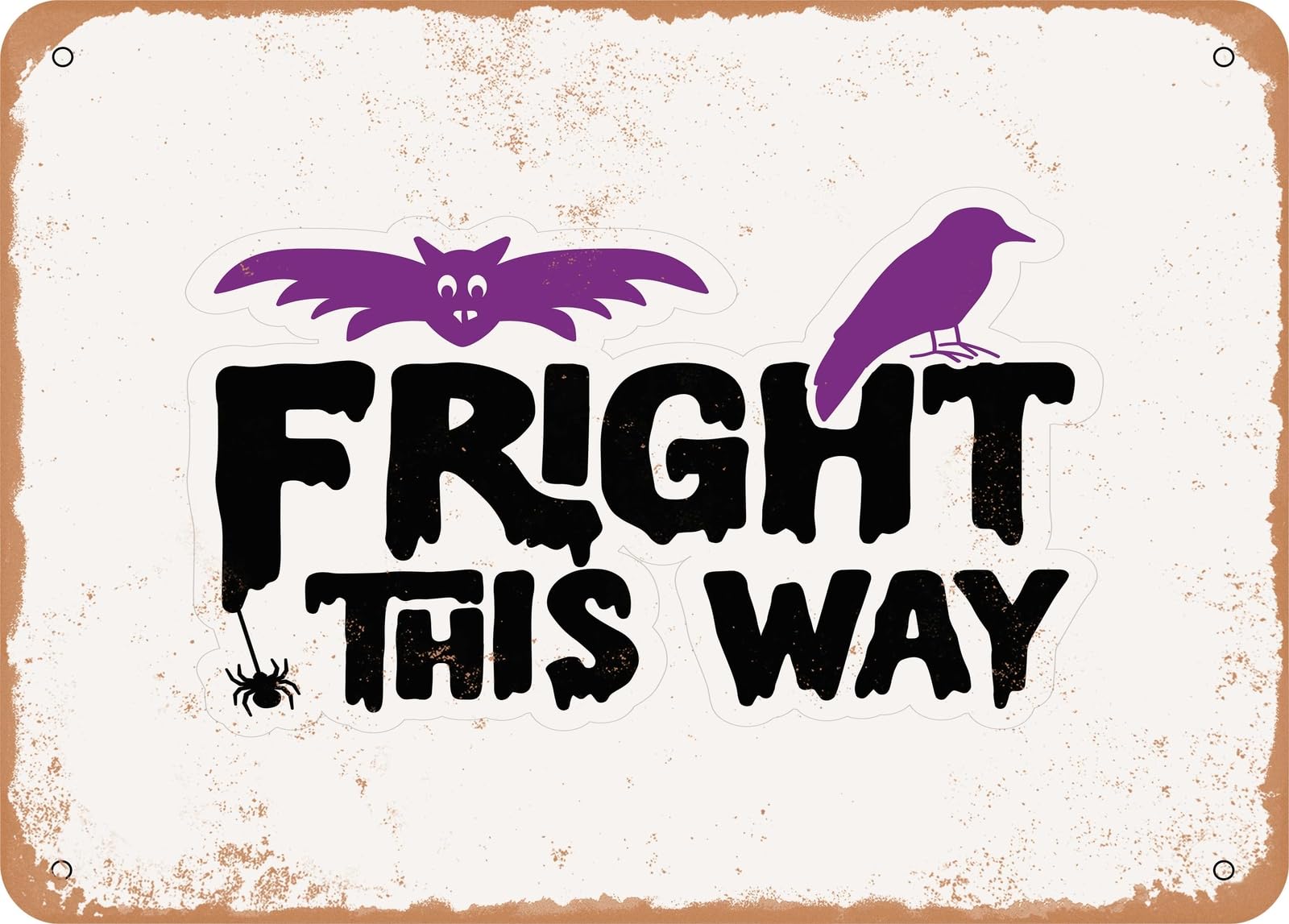 Miaomansenstore Metal Sign - Fright This Way - 3 - Vintage Look Sign Home Decor