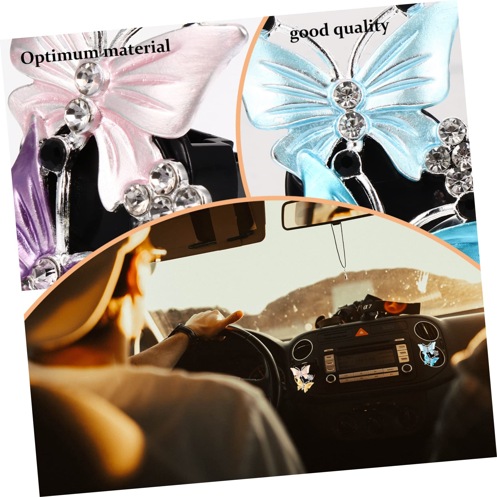 VICASKY Set di 3 clip per profumo, per auto, con motivo a farfalla, materiale sicuro, 4 pezzi x 3 pezzi