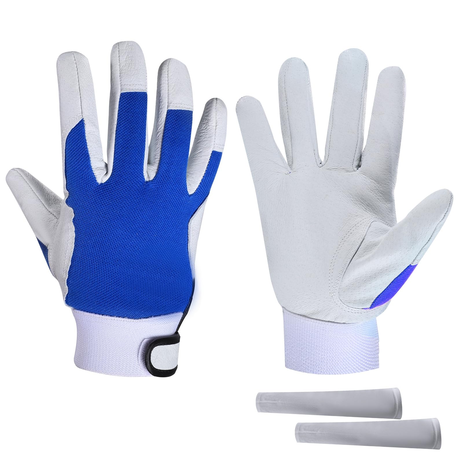 FUYOAL Gardening Gloves,Leather Gardening Gloves for Women&Men Thorn Proof Multipurpose Garden Work Gloves with 1 Pcs Ice Gloves for Ladies and Gents, Breathable, Durable