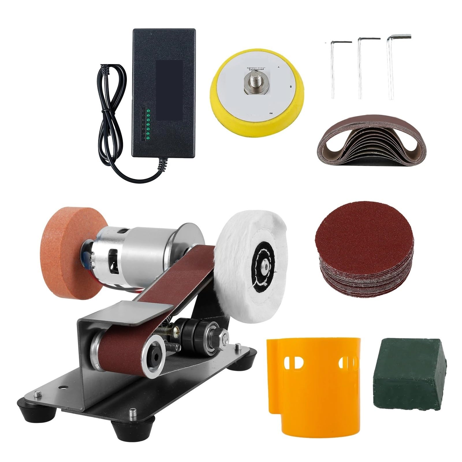 Csdasw A Mini Belt Grinding Machine Tool Sharpening Machine Sanding Grinding Electric Multifunctional Sander Polisher Machine Djustable Jewellery Diy(001-107)