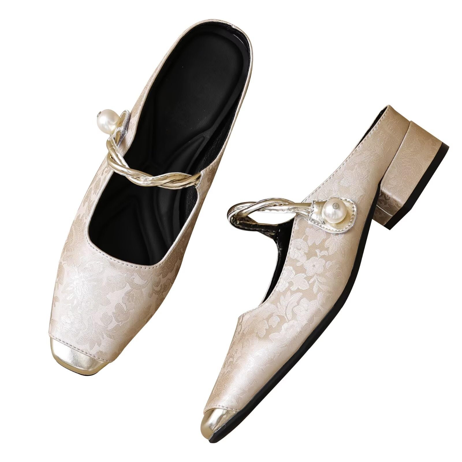 Women's Closed Toe Mary Jane Backless Flats Slip-on Mules Casual Comfortable Shoes