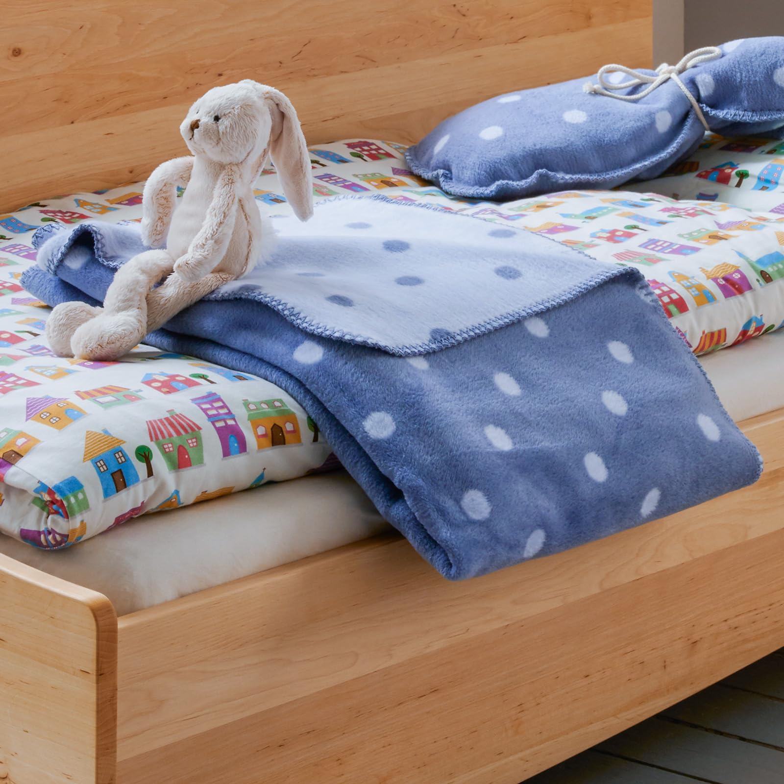 allnatura Manta mullida para niños de verano Cotona Puntino, 75 x 100 cm, fabricada en Alemania, color azul, 100% algodón orgánico sostenible, sin sustancias nocivas, manta para cochecito, cama, suelo