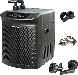 Active Aqua AACH50HP Water Chiller for Aquarium, Hydroponics, Bathtub – 0.5 HP, Fast Cooling, 90-172 Gallons, Titanium Evaporator – Fittings Included