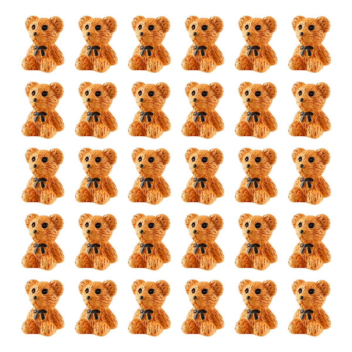 Lotsdonxia Brown 30Pcs Mini Resin Teddy Bears – Tiny Cute Decorations For Fairy Gardens, Dollhouses, Weddings & Car Interiors, Durable Miniature Bears For Crafts & Party Favours