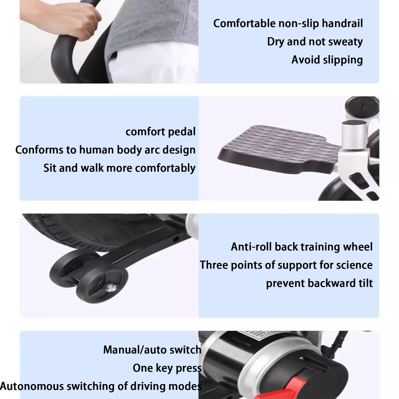 Carrozzina elettrica per Anziani, Carrozzina elettrica Completamente Automatica per Due Persone, Batteria al Litio ad Alta capacità, Pedali Comodi,