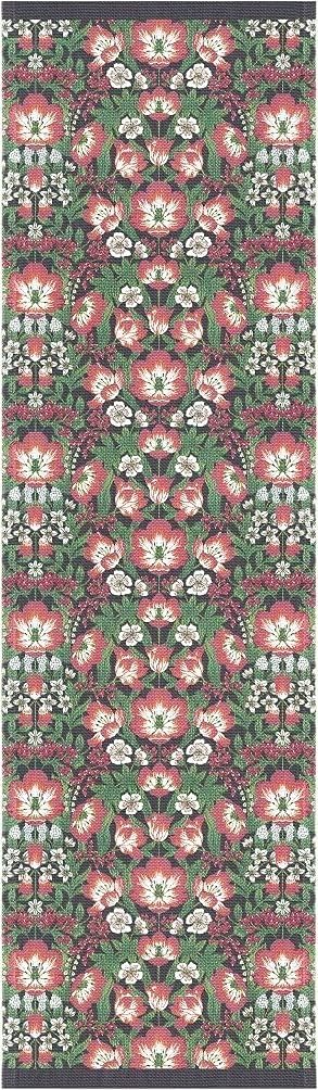 Master Weavers - Christmas Julblom Table Runner - 14inch x 47inch Natural Organic Cotton, Multicolor