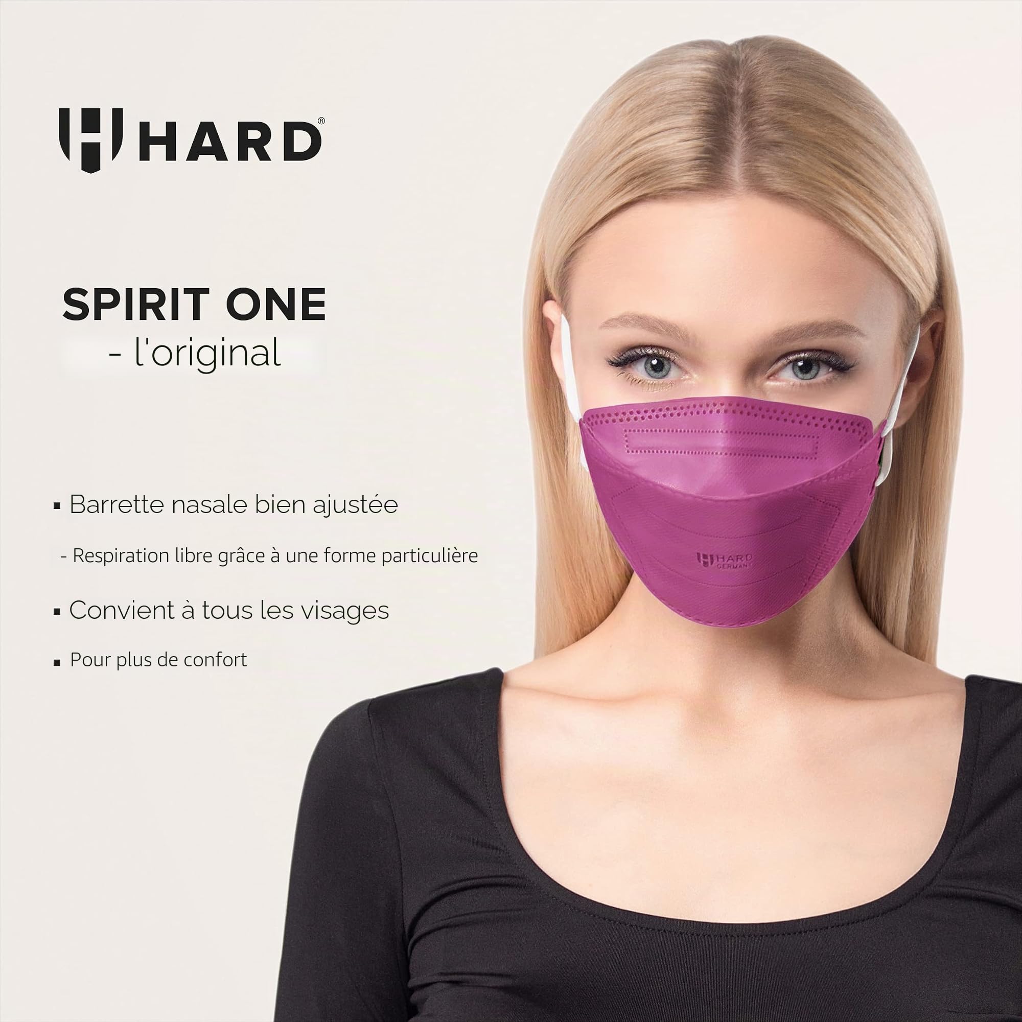 HARD Mask Masque respiratoire FFP2 | Fabriqué en Allemagne | Respirateur | taille standard | Filtration 99,5% | ÖKO-TEX | emballage scellé individuellement - Bordeaux - 20 piéces