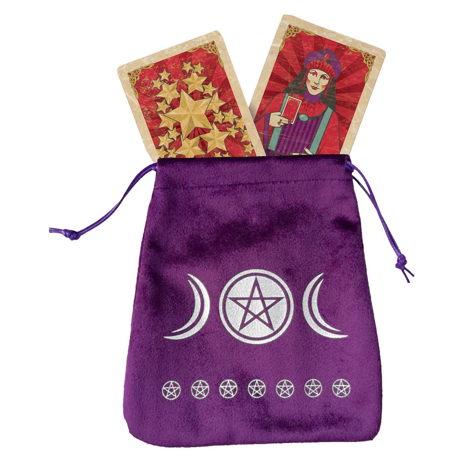 Tarot Bag Tarots Cards Storage Bag Durable Velvet and Satin Drawstring