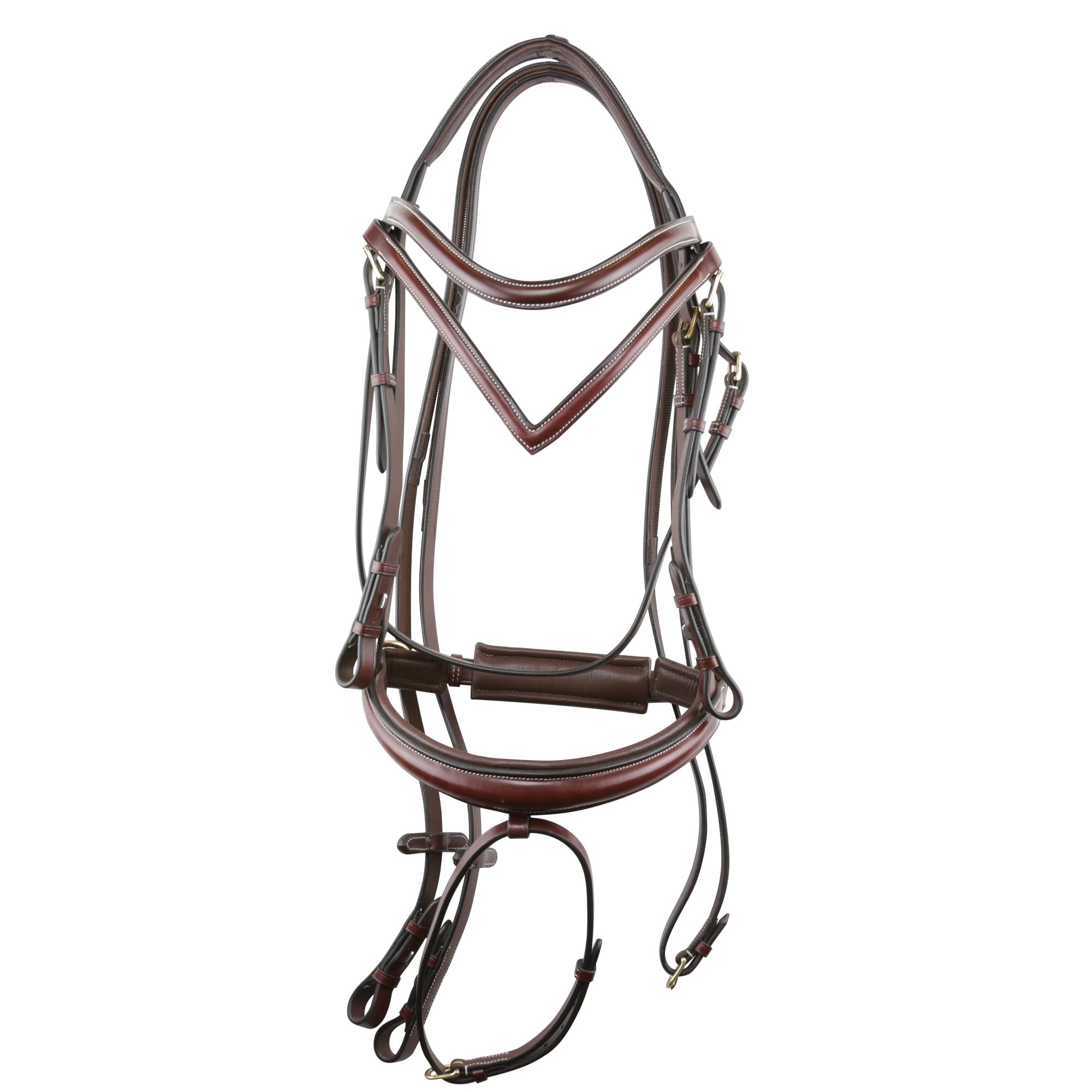 Grewal Equestrian Quail Hollow Round Raised Leather Snaffle Bridle, English Horse Tack, Two Browbands Included (Black, Cob)