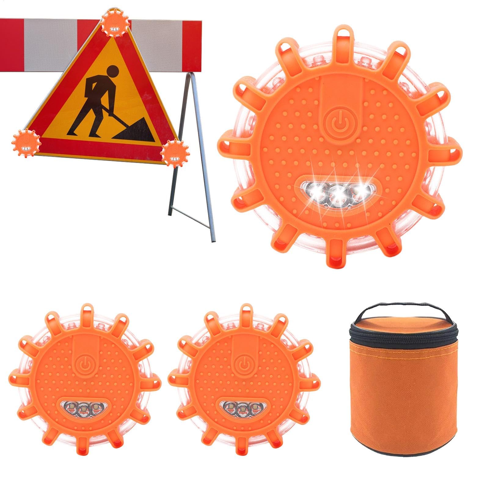 Światła drogowe LED, magnetyczne światła ostrzegawcze, wodoszczelne, reflektory LED, lampa błyskowa, światła drogowe, bezpieczne, magnetyczne światła drogowe, 3 sztuki LED