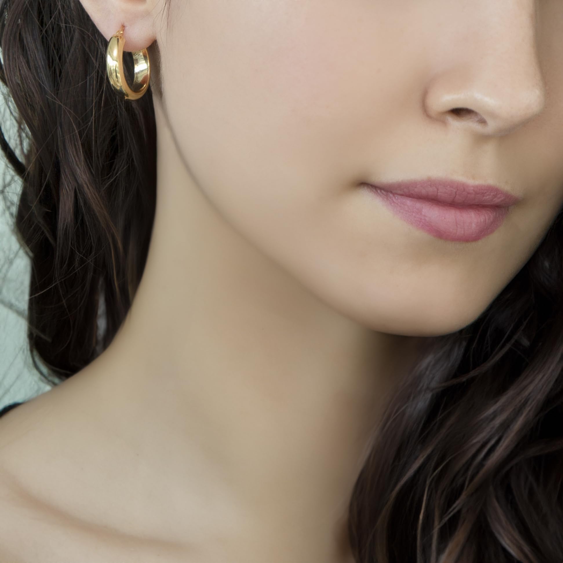Carissima 9-karatowe żółte złoto 22 mm okrągłe kolczyki kreolskie
