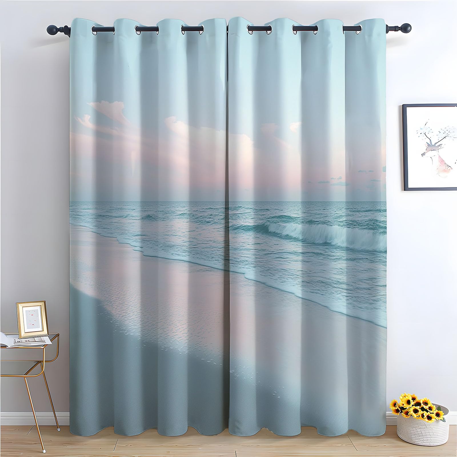 WQBQKKX Abstract Line Curtains Minimalist Printed Room Darkening Curtain for Bedroom, Privacy Eyelet Thermal Insulated Curtains for Room-52 W x 108" L (Pack of 2)