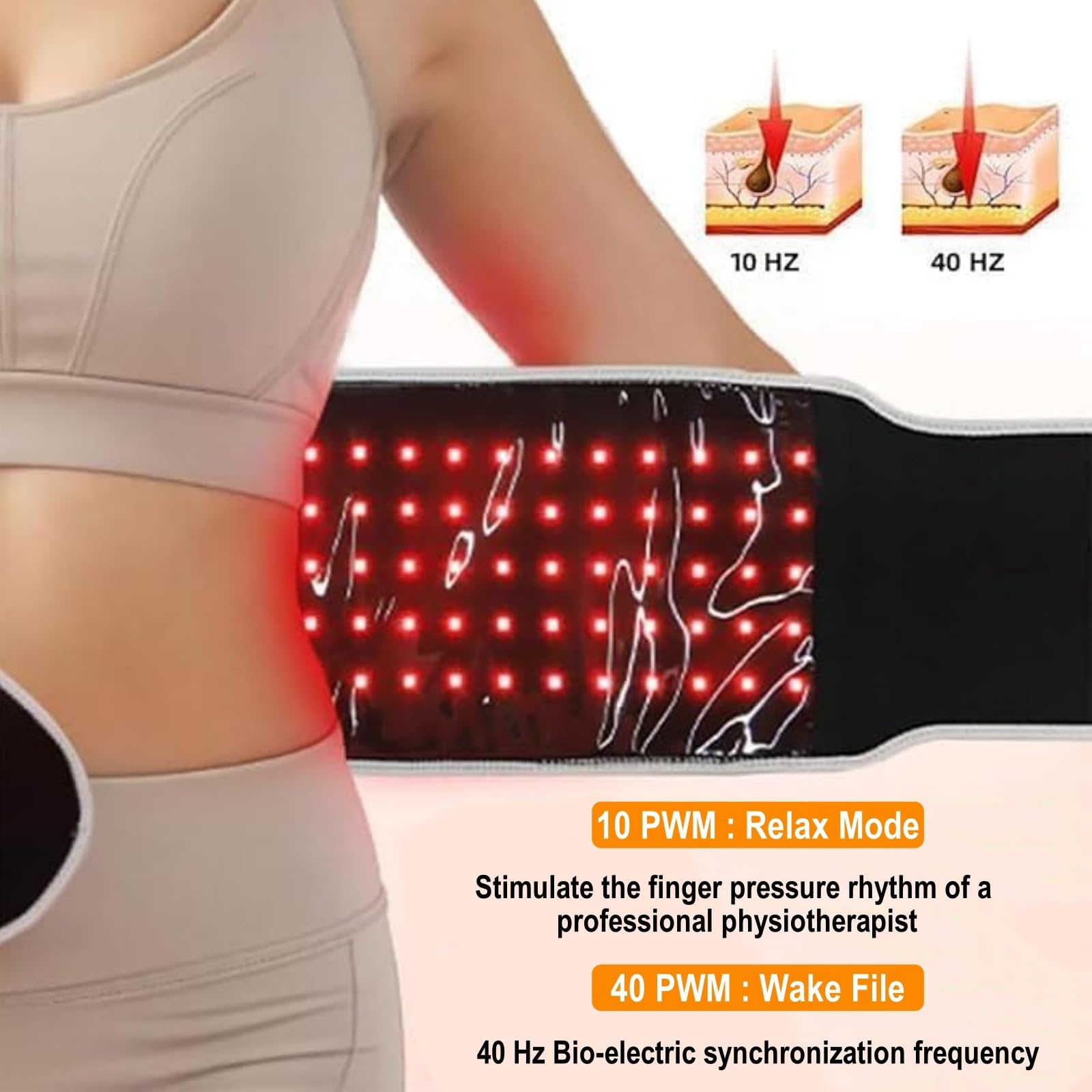 Ceinture Amincissante RéGlable Sans Fil Pour Perte De Poids, ThéRapie à La LumièRe Rouge Pour Homme Et Femme, Pour Le Ventre, Le Dos Et Les éPaules, Pour Vous Sentir Confiant