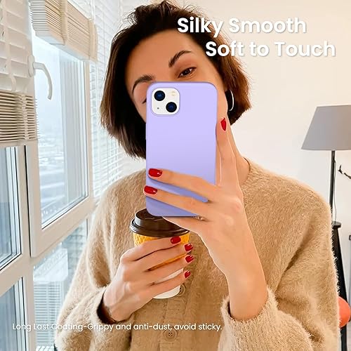 Miniatura 6 de ORNARTO - Funda compatible con iPhone 3 y iPhone 13 Pro, goma de gel suave de 3 capas de silicona líquida delgada, 15,5 cm, morado claro